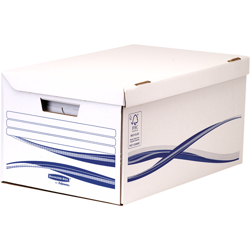 Bankers Box® arhivska škatla s pritrjenim pokrovom, s 6 škatlami za dokumente, modra/bela